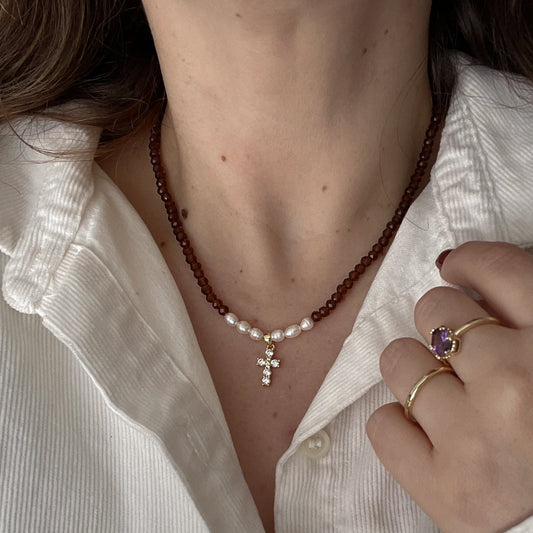 Collar cruz circon