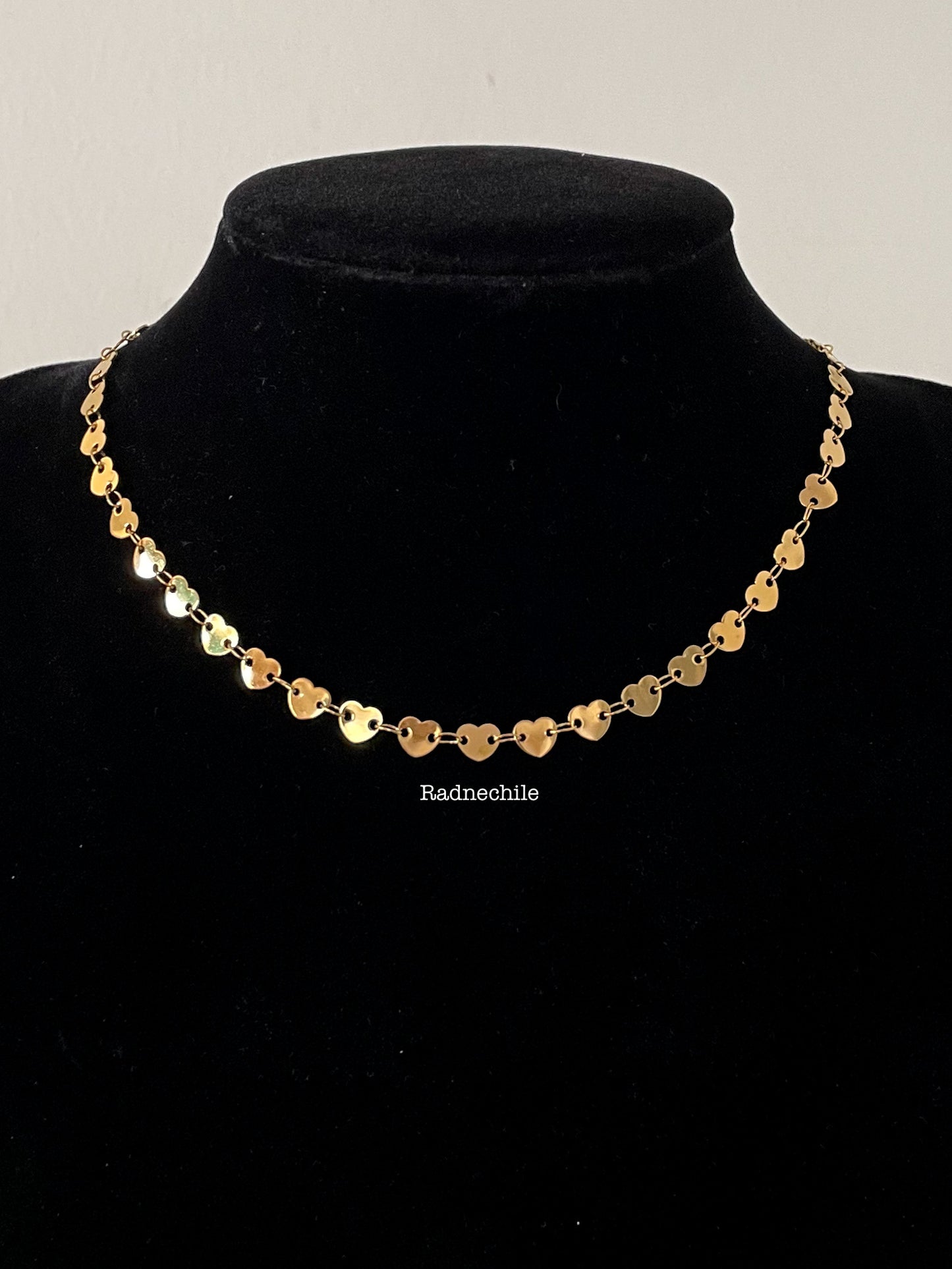 Collar corazones acero gold