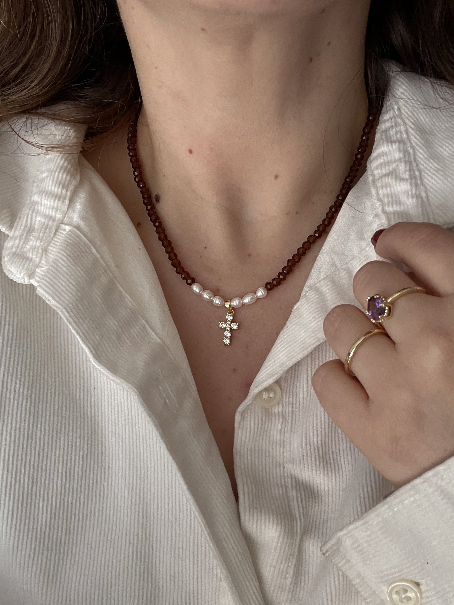Collar cruz circon