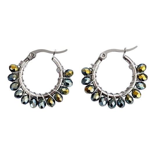 Aros Esmeralda Plateados