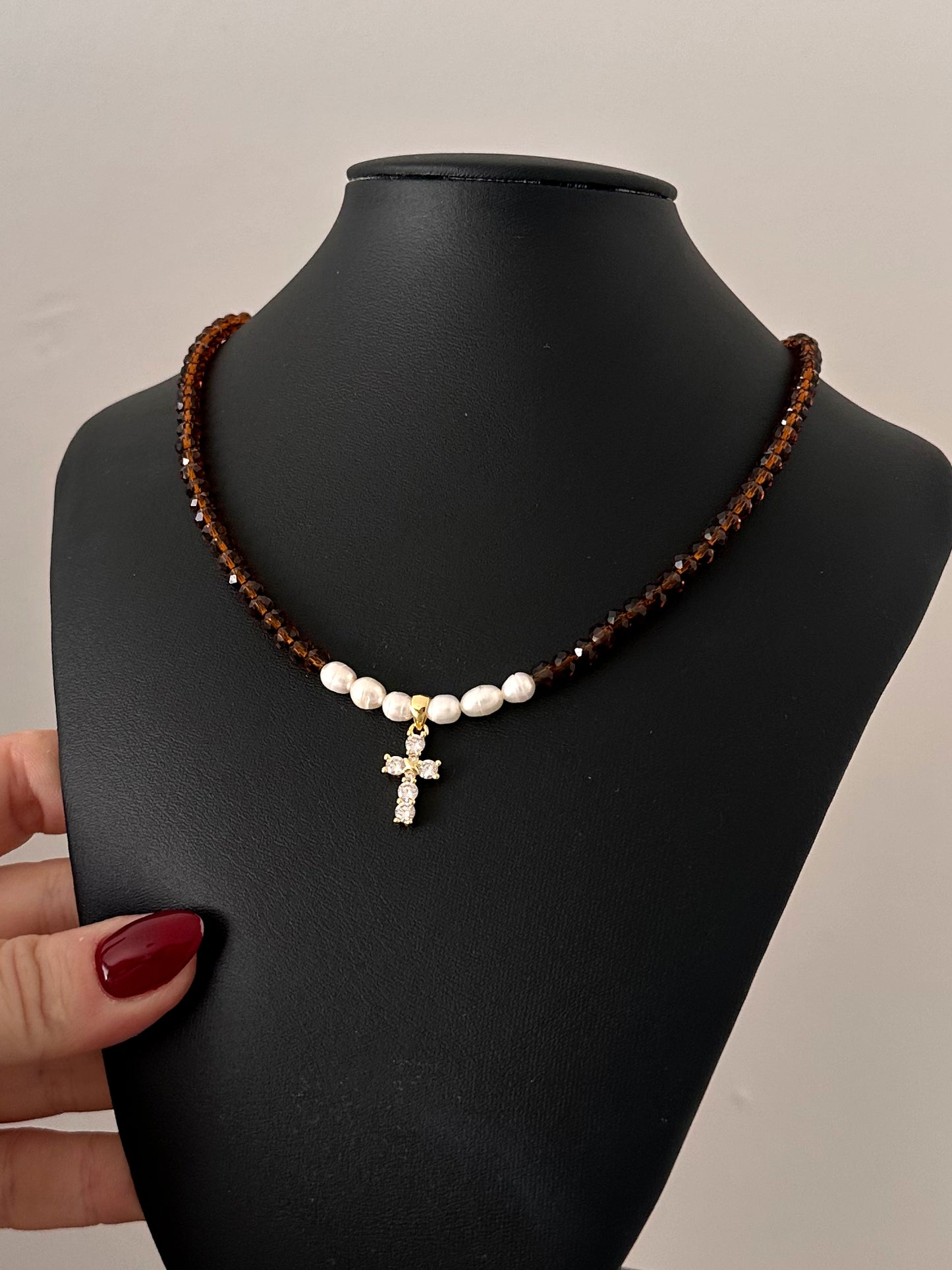 Collar cruz circon