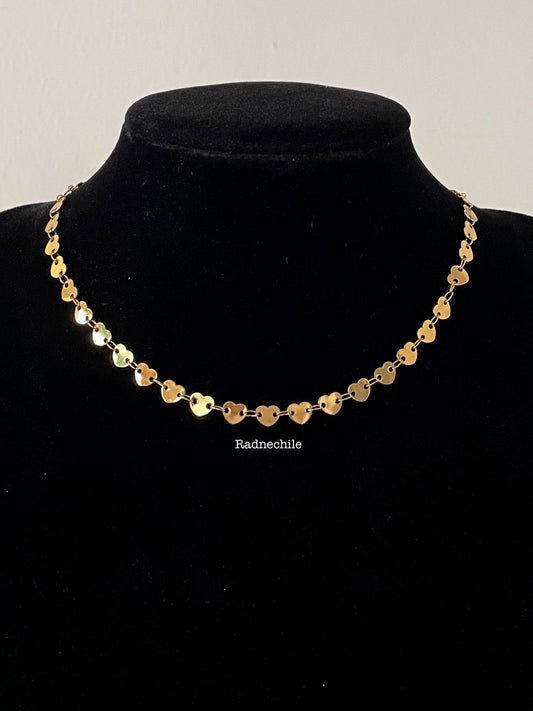 Collar corazones acero gold