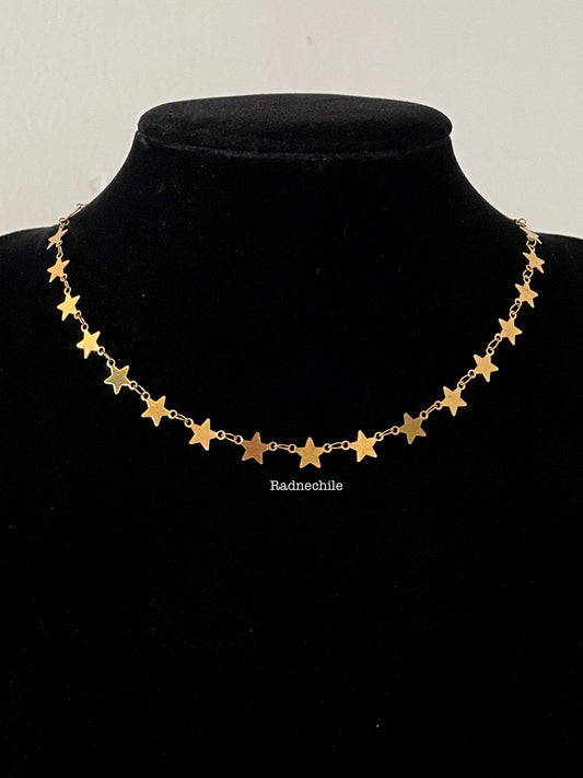 Collar estrellas acero gold