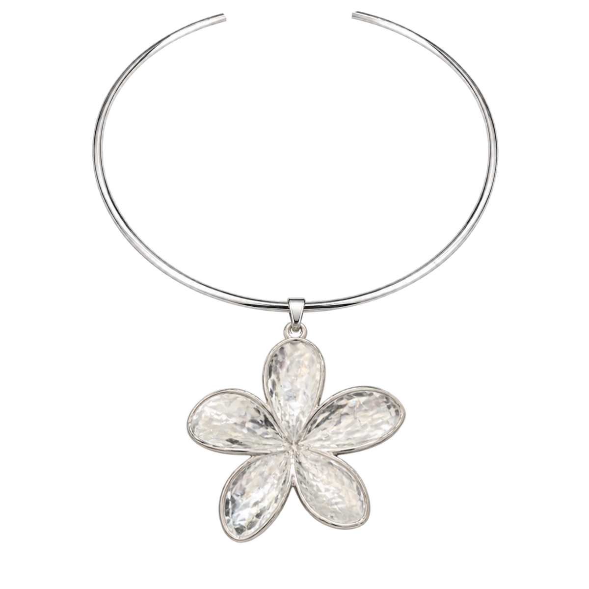 Collar Flor plateado