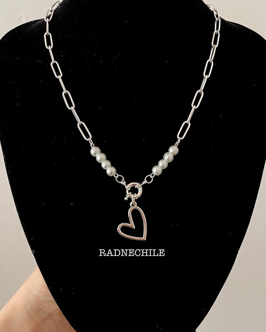 Collar perlas corazon